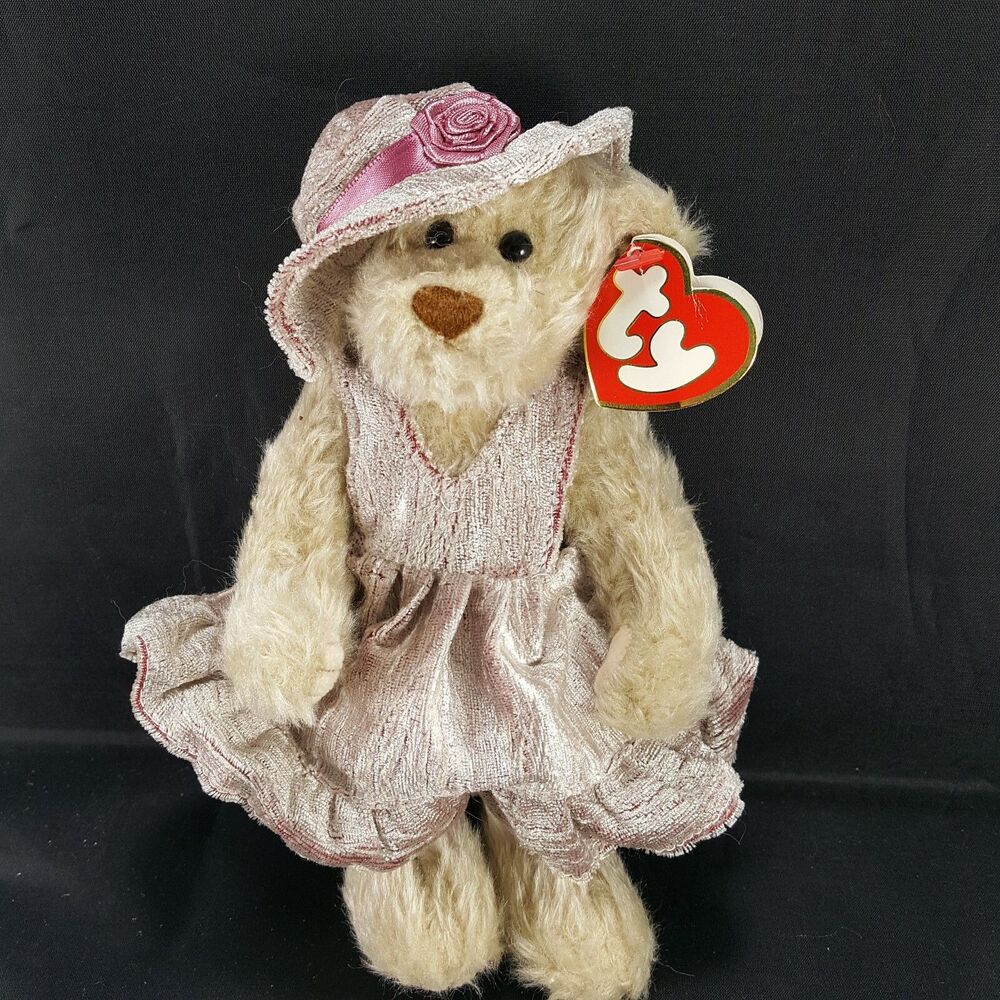 Ty attic colection Darlene Brown Teddy Bear Hat Dress Plush Poseable Arms Legs